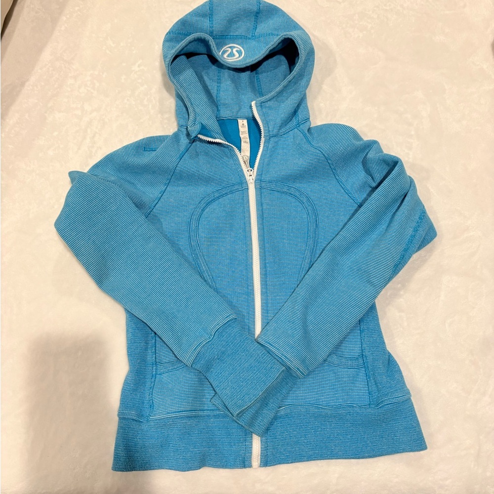Lululemon scuba Hoodie bright blue and white pen striped
